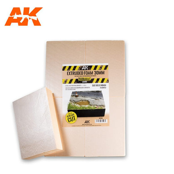 AK-Interactive AK8100 Extruded Foam 30mm A4 Cut into 4 Pieces