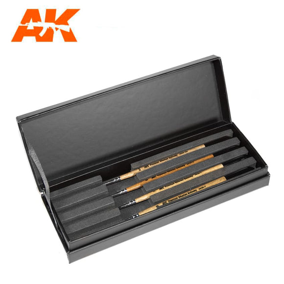 AK-Interactive AKSK-10 Premium Siberian Kolinsky Brushes - Deluxe Case