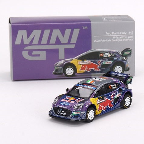 Mini GT 627 Ford Puma Rally1 #42 M-Sport Ford WRT 2022 Rally Italia Sardegna 2nd Place
