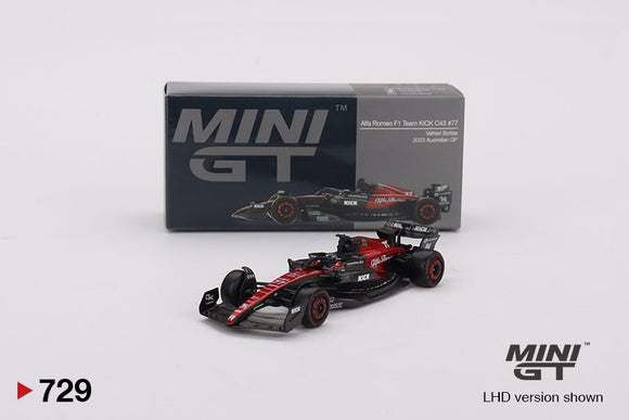 Mini GT 729 Alfa Romeo C43 #77 - Valtteri Bottas - 2023 Australian GP