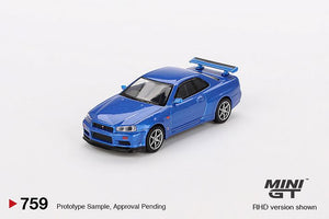 Mini GT 759 Nissan Skyline GT-R (R34) V-Spec - Bayside Blue