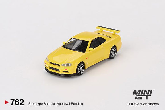 Mini GT 762 Nissan Skyline GT-R (R34)  V-Spec  Lightning Yellow
