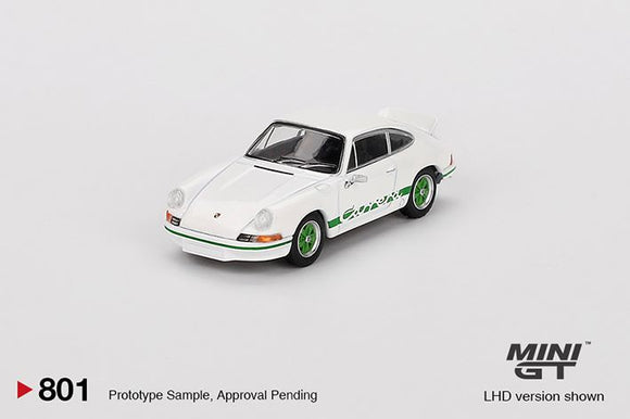 Mini GT 801 Porsche 911 Carrera RS 2.7 Grand Prix White with Green Livery