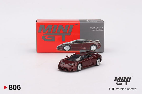 Mini GT 806 Bugatti EB110 GT Dark Red Metallic
