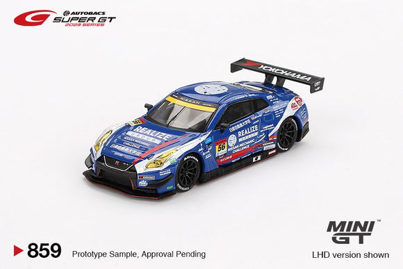 Mini GT 859 Nissan GT-R NISMO GT3 #56 2023 Super GT Series REALIZE NISSAN MECHANIC CHALLENGE GT-R KONDO RACING