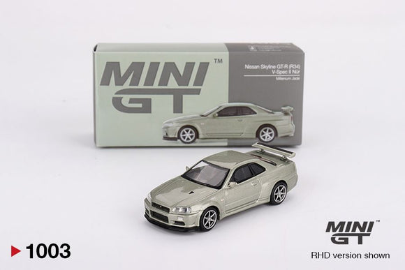 Mini GT 1003 Nissan Skyline GT-R (R34)  V-Spec II Nür - Millenium Jade