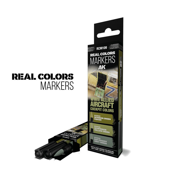 AK-Interactive RCM109 WWII Allied Aircraft Cockpit Colors Marker Set