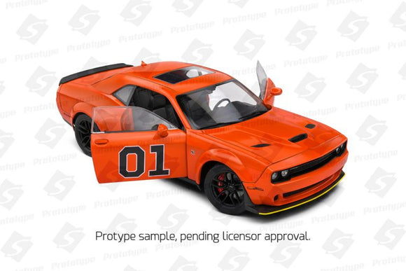Solido 1805713 Dodge Challenger R/T Scat Pack Widebody 2023 Orange - Hazzard Tribute
