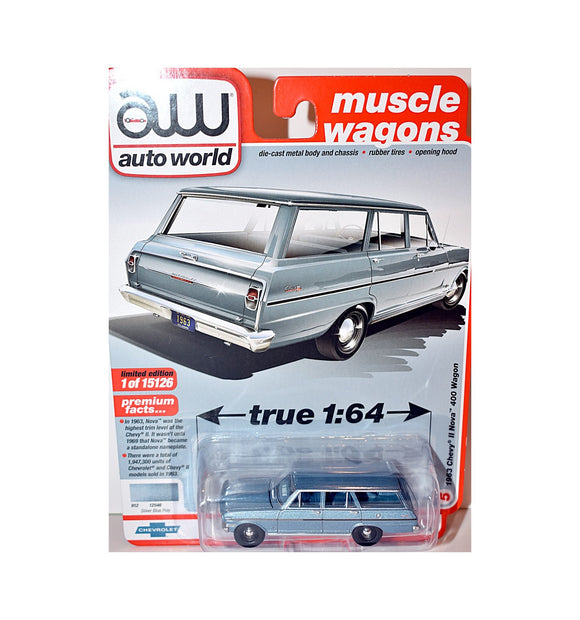 Autoworld Authentic 2021 R4 E 1963 Chevy II Nova 400 Wagon