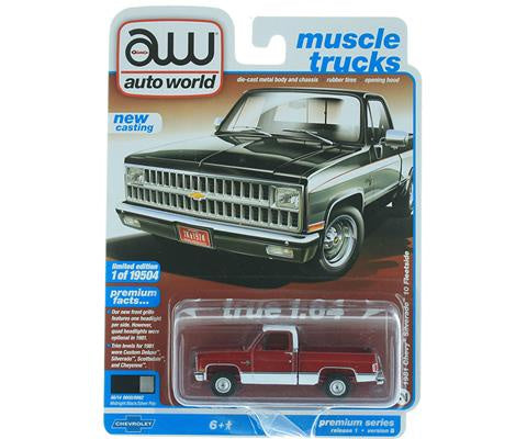 Auto World 1981 Chevy Silverado 10 Fleetside – Black & Silver – Chase – Red