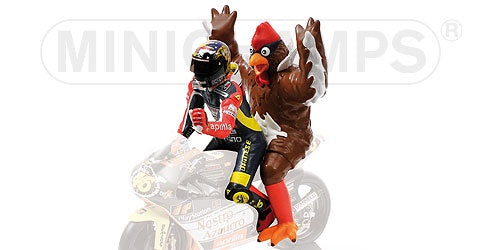 Minichamps 312980146 Valentino Rossi Figure with Chicken - GP250 Barcelona 1998