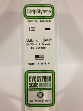 Evergreen 132 Strip - 0.75 x 1.00mm