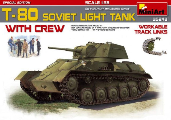 Miniart 35243 T-80 Soviet Light Tank with Crew – Special Edition