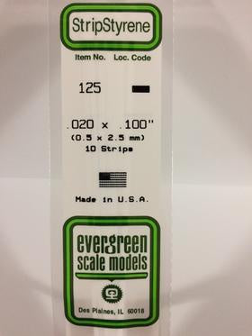 Evergreen 125 Strip - 0.50 x 2.50mm