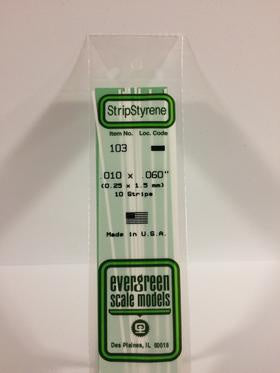 Evergreen 103 Strip - 0.25 x 1.50mm