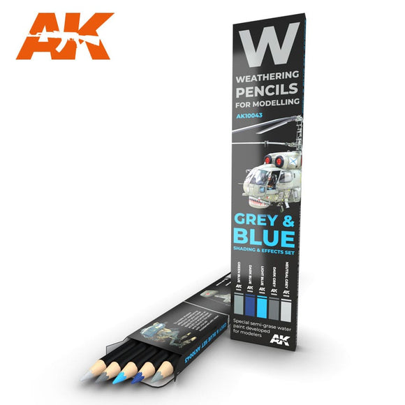 AK-Interactive AK10043 Weathering Pencil Set - Grey & Blue Shading & Effects