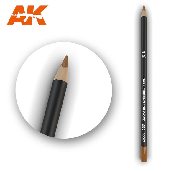 AK-Interactive AK10017 Watercolor Weathering Pencil - Dark Chipping for Wood