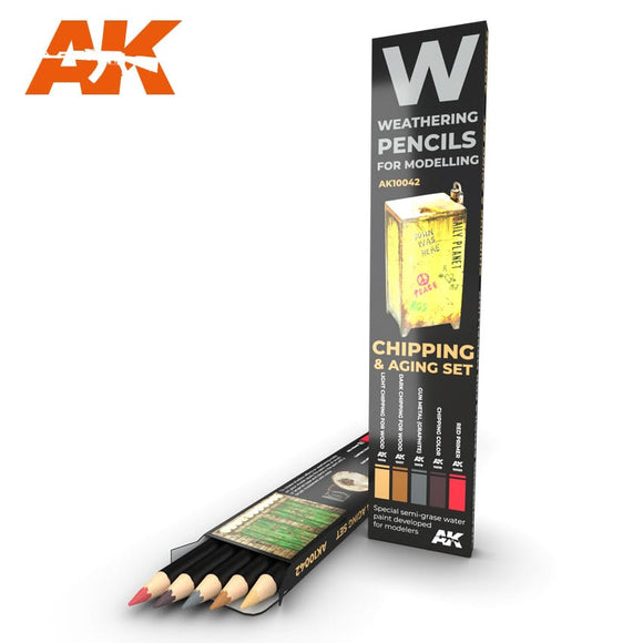 AK-Interactive AK10042 Weathering Pencil Set - Chipping & Aging