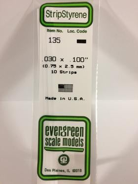 Evergreen 135 Strip - 0.75 x 2.50mm