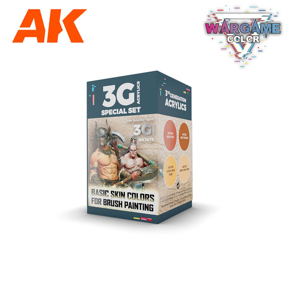 AK-Interactive AK1075 Wargame Color Set Basic Skin Colors