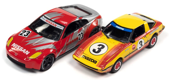 Johnny Lightning 2 Pack Import Heat Nissan 350Z & Mazda RX7 – Red