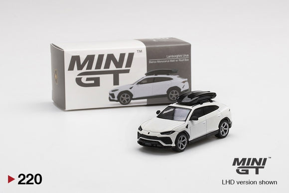 Mini GT 220 Lamborghini Urus Bianco Monocerus Matt w/ Roof Bin