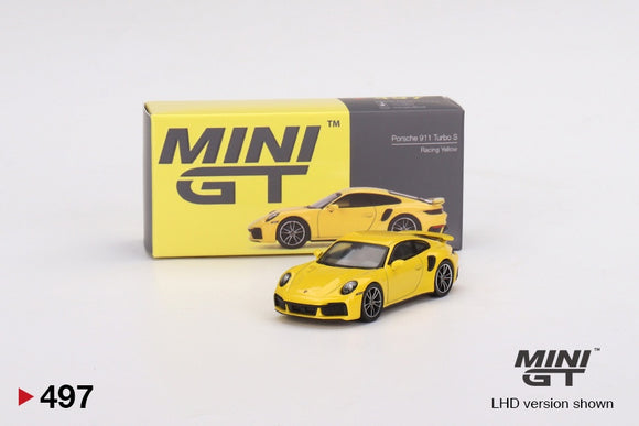 Mini GT 497 Porsche 911 Turbo S Racing Yellow