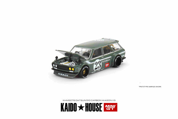 Mini GT G076 Kaido House Datsun 510 Wagon - Carbon Fibre V3