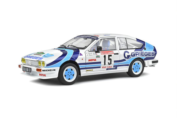 Solido 1802305 Alfa Romeo GTV6 Rallye Des Garrigues 1986, C Rigollet