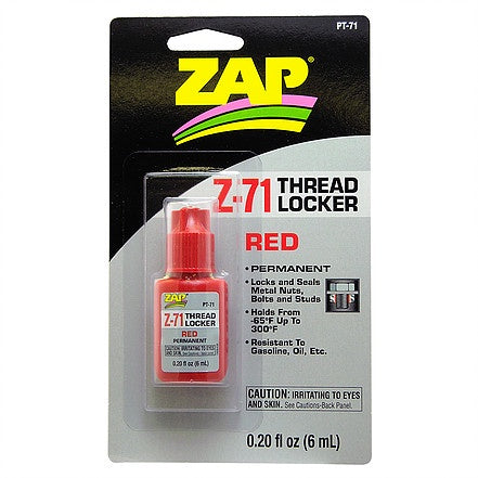 Zap PT71 Z-71 Thread Locker - Red - Permanent - 6ml