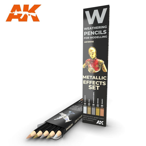 AK-Interactive AK10046 Weathering Pencil Set - Metallic Effects